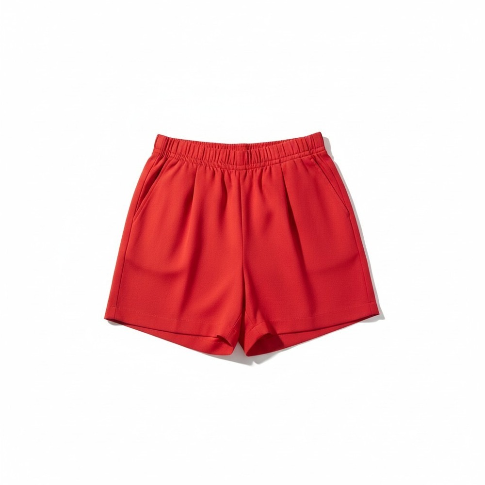 August Silk Petites‎ Red 100% Silk Elastic Waist Shorts, Woman's Small, Pockets